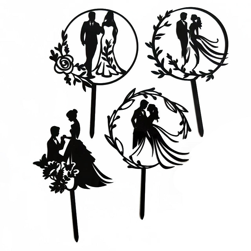 5pcs Acrylic Mr & Mrs Wedding Cake Topper Engagement Cake Decorations Sweet Couple Bride and Groom Cake Topper
