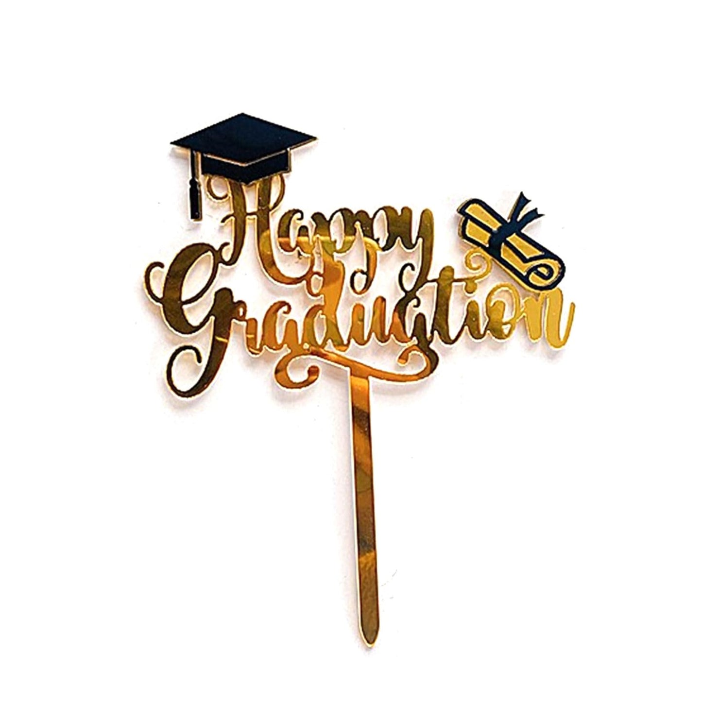 6 Pcs Graduation Cake Toppers Acrylic Cake Topper for 2025 High School Table Centerpiece Sticks Party Cake Decorations Supplies