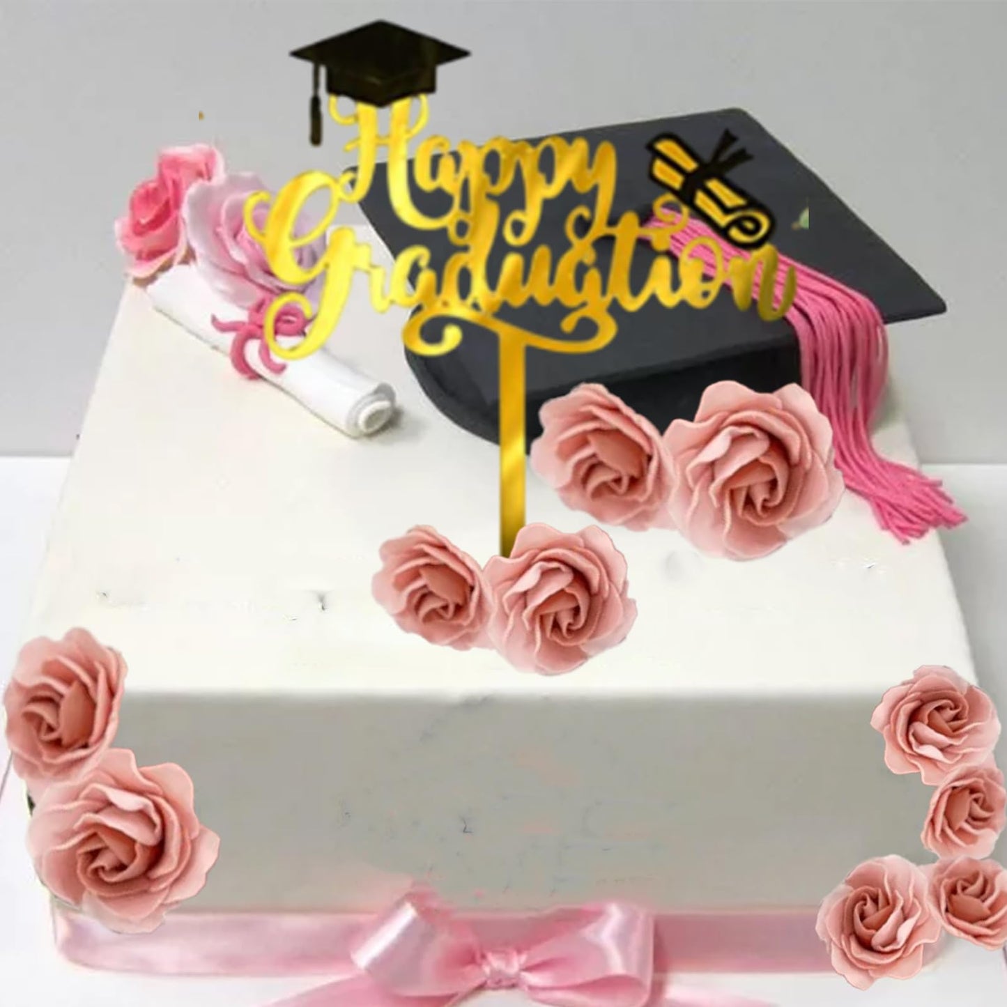 6 Pcs Graduation Cake Toppers Acrylic Cake Topper for 2025 High School Table Centerpiece Sticks Party Cake Decorations Supplies