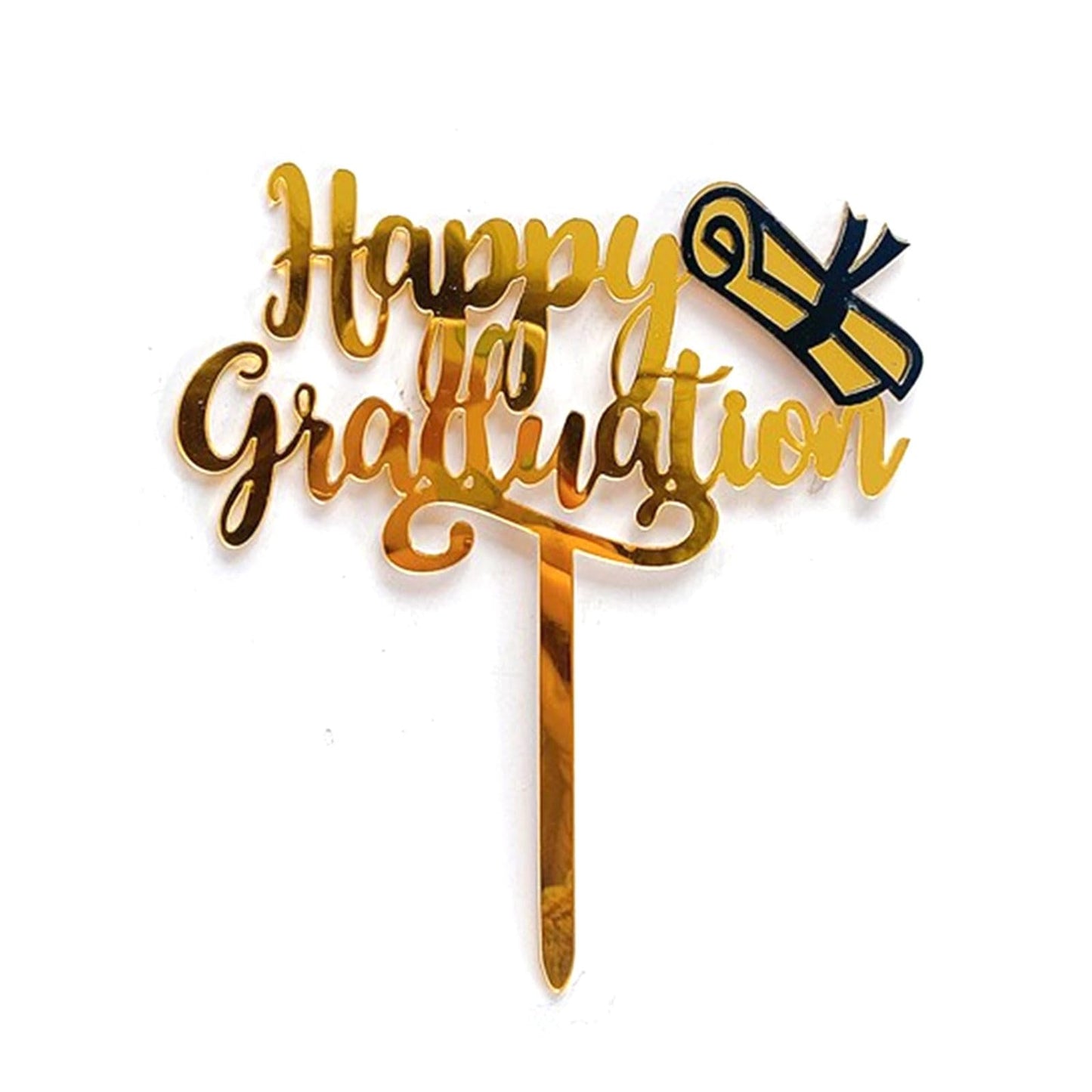 6 Pcs Graduation Cake Toppers Acrylic Cake Topper for 2025 High School Table Centerpiece Sticks Party Cake Decorations Supplies
