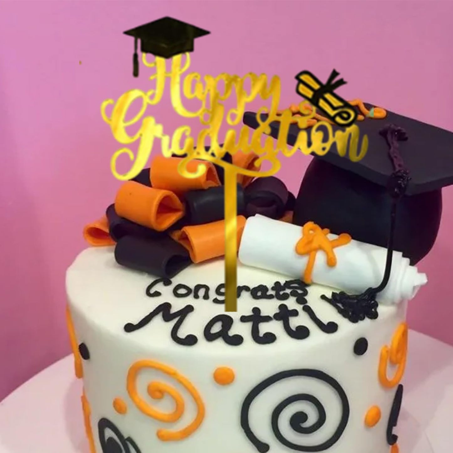 6 Pcs Graduation Cake Toppers Acrylic Cake Topper for 2025 High School Table Centerpiece Sticks Party Cake Decorations Supplies