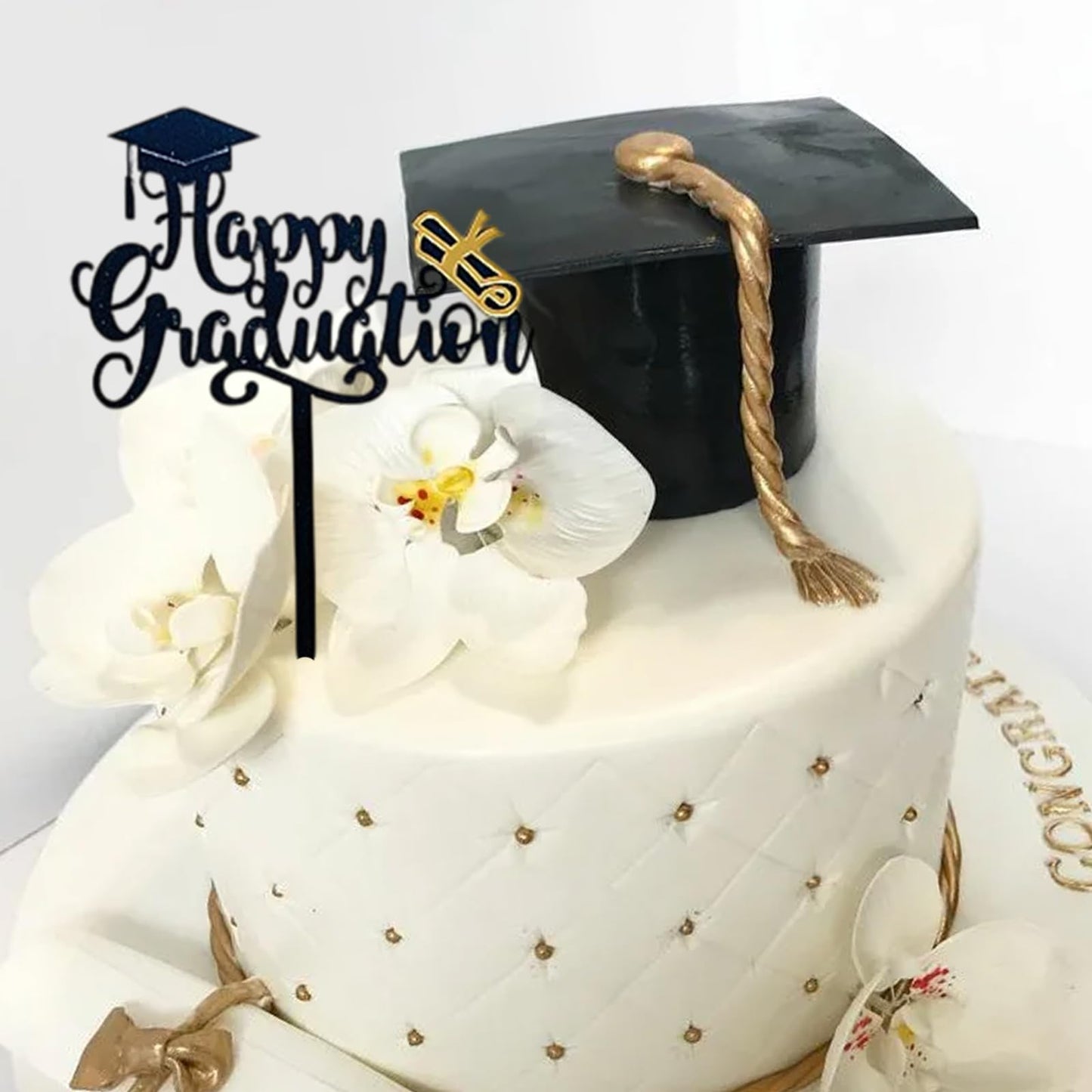 6 Pcs Graduation Cake Toppers Acrylic Cake Topper for 2025 High School Table Centerpiece Sticks Party Cake Decorations Supplies