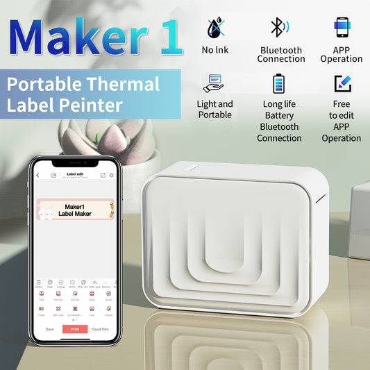 M1 Bluetooth Mini Label Printer with Tape – Portable Thermal Sticker Machine for Organizing, Includes 1 Roll