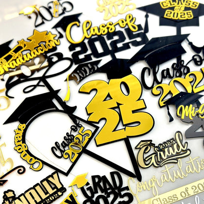 Class Of 2025 Cake Topper Congrats Grad College Graduation Themed Party Decorations Supplies Graduation Season Acrylic Cake Topper, Happy Graduation Cake Decoration Party Supplies, Cake Decor Supplies, Baking Decor Supplies