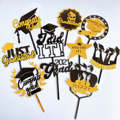 Graduation Cupcake Toppers 2025 Gold Glitter  Graduation Party Decorations 2025 Class of 2025 Cupcake Topper for Grade Graduation Party Supplies