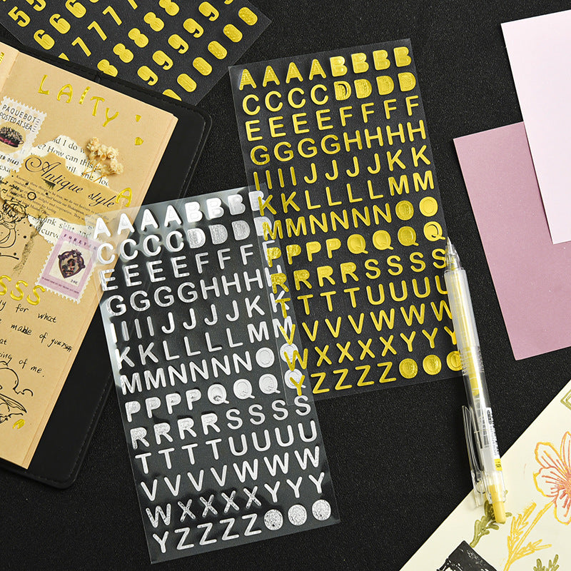 1 sheet Glitter Gold Letter Stickers - Asymmetric Doodle Designs for Scrapbooking, Journals & DIY Crafts (Self-Adhesive, Single/Reusable on Wood/Walls)