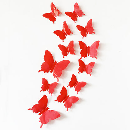 12pcs 3D Realistic Butterfly Wall Stickers - PVC Plastic Decals for DIY Home Decor (Multi-Surface Fridge Magnets, Creative Removable Decoration)