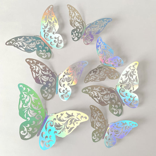 Colorful 3D Hollow Butterfly Stickers - Removable Wall Decals for Home, Party, Nursery, Wedding Decor (DIY Background Wall Art, Decorative Wall Stickers)