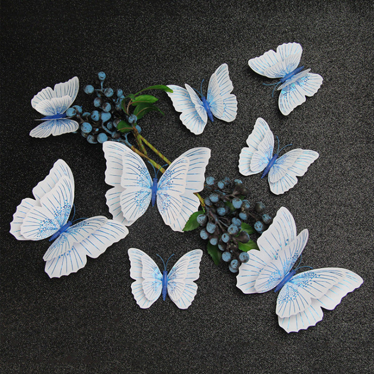 12pcs 3D Glitter Butterfly Wall Decor - Double-Layer Sparkling Butterflies for Wall Art, Shimmering Home Decor (Self-Adhesive, Dimensional Craft Butterflies)