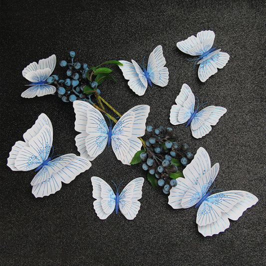 12pcs 3D Glitter Butterfly Wall Decor - Double-Layer Sparkling Butterflies for Wall Art, Shimmering Home Decor (Self-Adhesive, Dimensional Craft Butterflies)