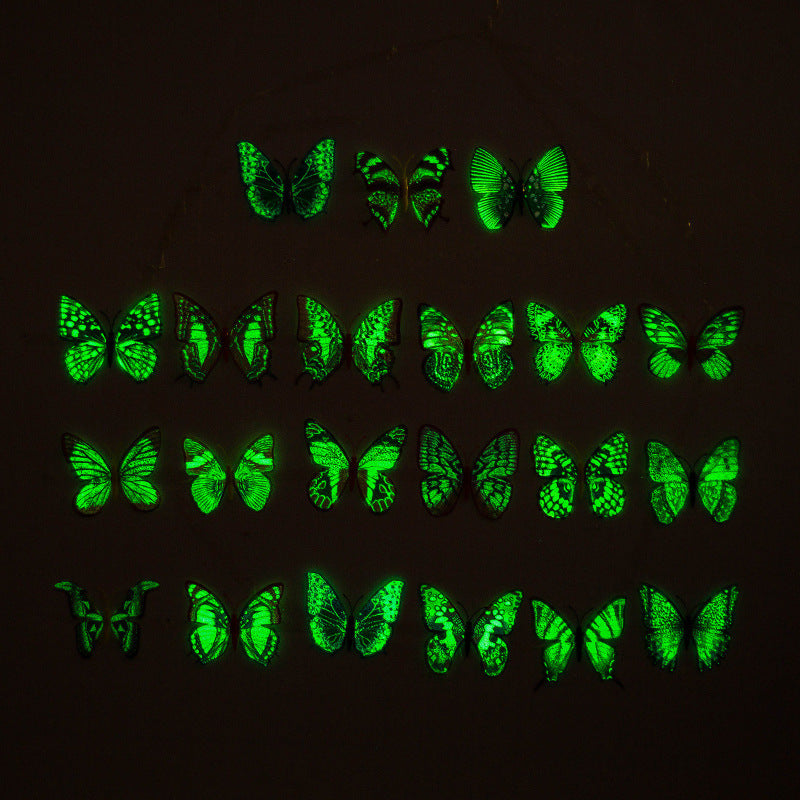 8CM Glow-in-the-Dark Butterfly Stickers - Fluorescent Window & Wall Decals for Kids' Room (3D Realistic Decor, Self-Adhesive, Non-Toxic Night Light Decorations)