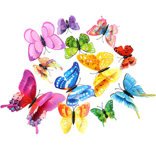 Double-Layer 3D Realistic Butterfly Wall Stickers - Bulk Wholesale Removable Decals for Living Room, Home Decor (Self-Adhesive, Aesthetic Wall Art, Creative Background Decoration)
