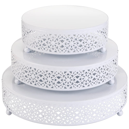 Set of 3 Cake Stand, Dessert Display Cupcake Stands, Round Metal Cake Stands, Cupcake Pastry Candy Display Plate for Wedding, Event, Birthday Party