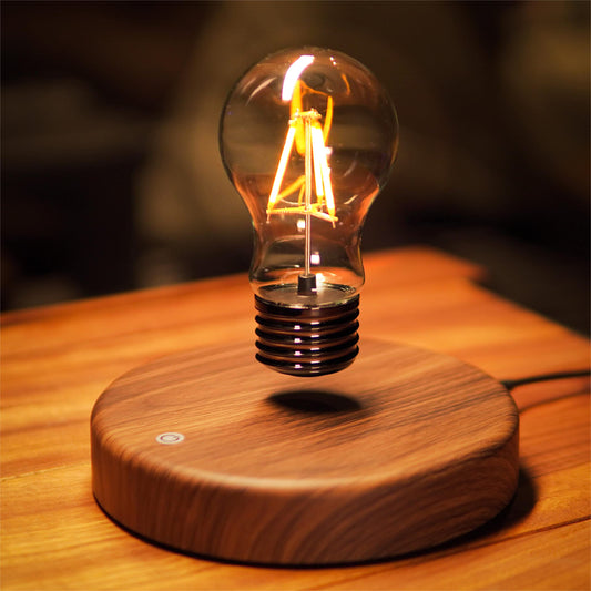 Floating Bulb Lamp - Magnetic Floating LED Desk Lamp & Table Night Light - Automatic Rotating Light for Unique Gifts & Home Office Decor
