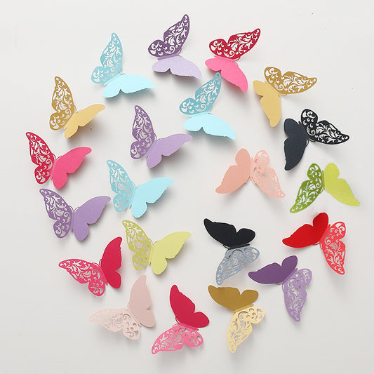 12pcs 3D Pearl-Embossed Butterfly Wall Decals - Elegant Hollow-Out Design for Wedding/Party Decor, Bedroom & Living Room Wall Art (Self-Adhesive, Reusable, Luxury Home Decor)
