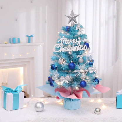 Mini Christmas Tree, 45/60cm Blue Desktop Ornament Small Tree Set, Mini Christmas Decorations