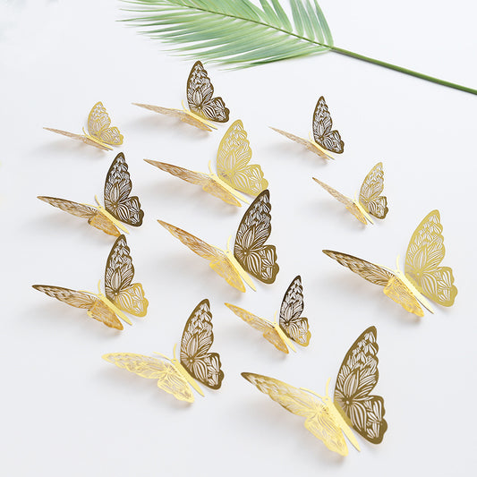 3D Realistic Butterfly Wall Stickers - Hollow-Out Decals for Living Room Decor, Holiday Party Decorations (Self-Adhesive, Cartoon Style Creative Wall Art)