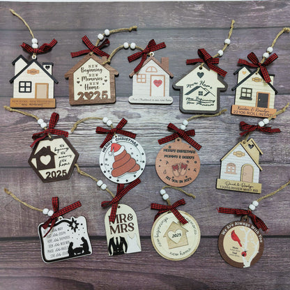 1pc Wooden Christmas Tree Ornaments - Mini House Decorations, Christmas Gift Hangers, Festive Hanging Decor, Pendant Display