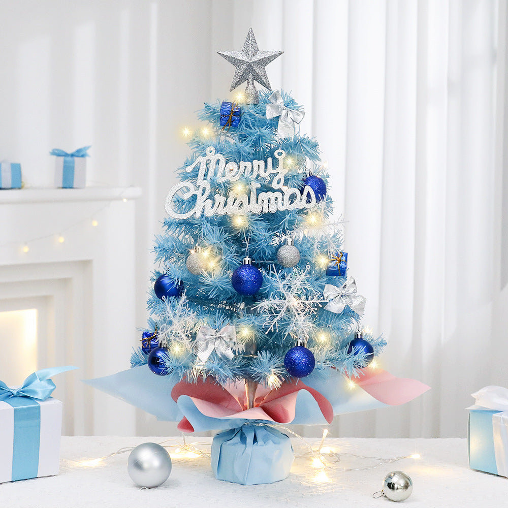 Mini Christmas Tree, 45/60cm Blue Desktop Ornament Small Tree Set, Mini Christmas Decorations
