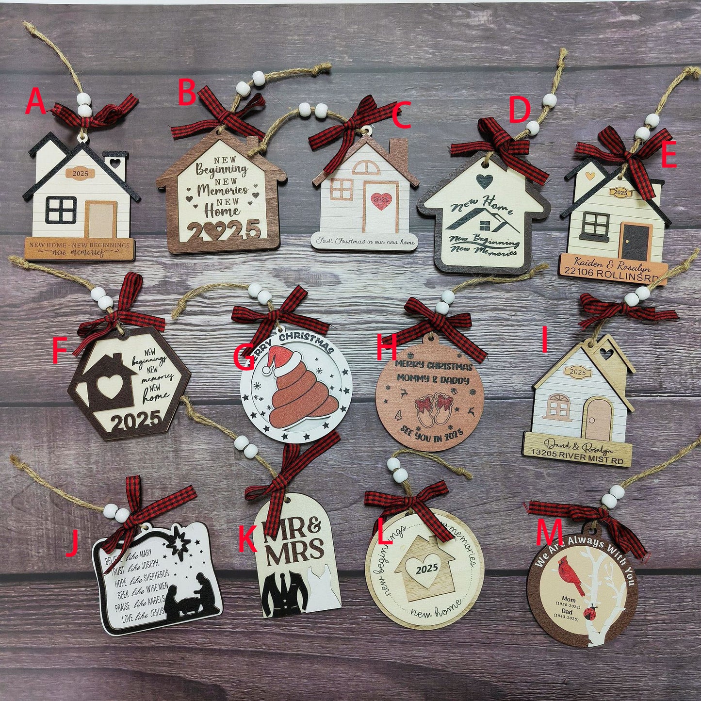 1pc Wooden Christmas Tree Ornaments - Mini House Decorations, Christmas Gift Hangers, Festive Hanging Decor, Pendant Display