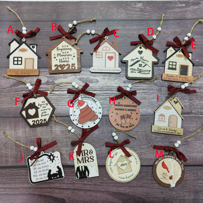 1pc Wooden Christmas Tree Ornaments - Mini House Decorations, Christmas Gift Hangers, Festive Hanging Decor, Pendant Display