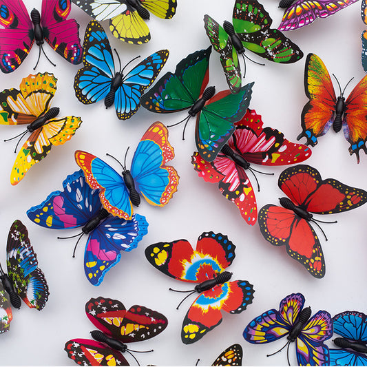 7cm Realistic 3D Butterfly Decor - Vibrant Garden Vase Accents & Bedroom Wall Art (Handcrafted Ornamental Butterflies)
