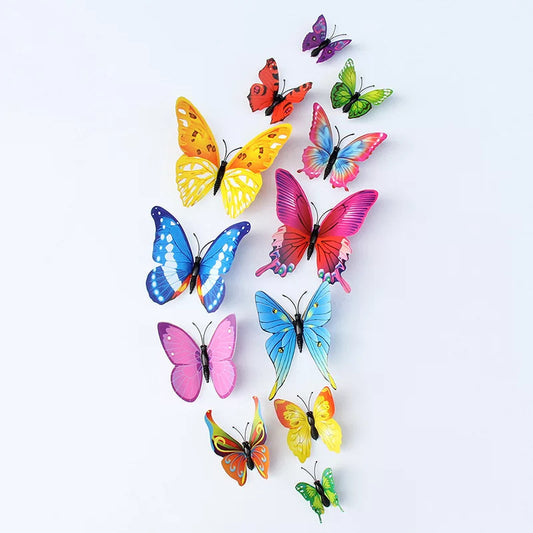 Single Layer 12pcs 3D Realistic Butterfly Wall Stickers - Removable Decals for Nursery, Bedroom, Living Room Decor (Self-Adhesive, Home Wall Art, Aesthetic Decoration)