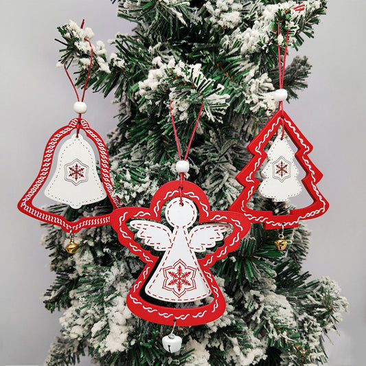 Christmas Wooden Ornaments Set – Angel Wings, Tree Topper Star, Bells & Reindeer – Rustic Holiday Decor for Christmas Tree, Home, and Festive Gifting