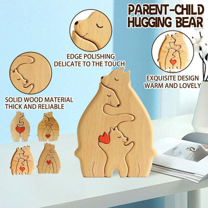 Personalized Family Name Puzzle, 4 Bears Wooden Bear Puzzle Decorative Wooden Bear Puzzle Creative Birthday Gifts for Mom Parents Home Decor Mothers Day Housewarming Gifts