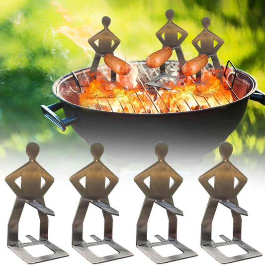3pcs Stainless Steel Sausage Roaster Set – Funny Standing Man Hot Dog Holder for BBQ, Camping & Outdoor Grilling Accessories