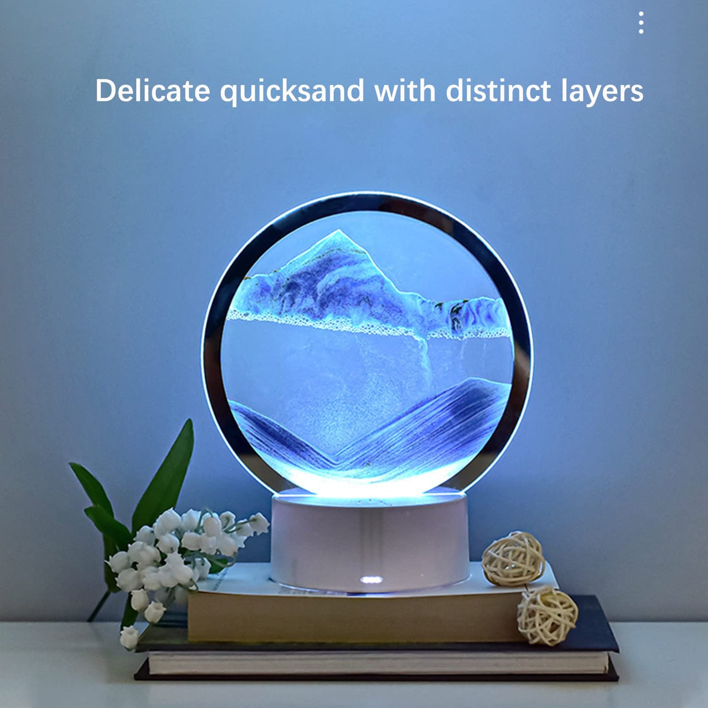 Moving Sand Art Lamp 3D Moving Sandscapes with LED Light Quicksand Painting Light Creative Deep Sea Sandscape Art Liquid Motion Living Room Bedroom Table Lamp Ornament Decor Desktop Art Gift