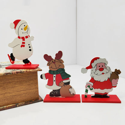 Festive Santa- - Xmas Christmas Tree Snowflake Wood Crafts Xmas Ornaments Display Props Wood Ornaments