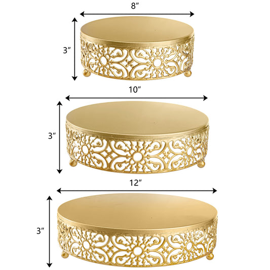 3 Pack Cake Stand, Round Metal Cake Stands, 8" 10" 12" Dessert Display Cupcake Stands, Wedding Brithday Party Celebration Dessert Cake Display Plates
