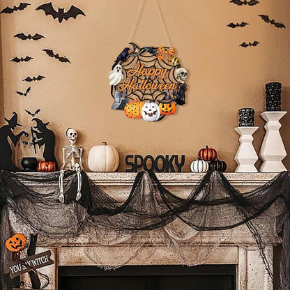 Wood Halloween Door Hangings, Unique Halloween Decor, Halloween Style Reusable Wooden Pendants,Decorative Multifunctional Hangable Festive Ornaments for Wall, Window