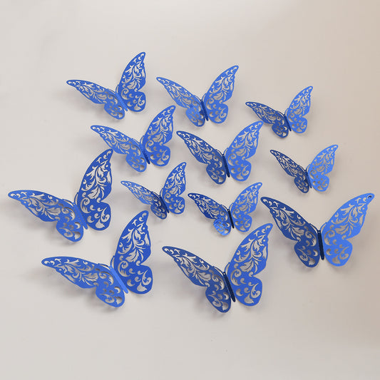 Black 3D Hollow-Out Butterfly Wall Stickers - Bulk Pack for Living Room Decor, Wedding & Holiday Party Decoration