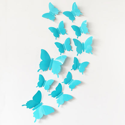 12pcs 3D Realistic Butterfly Wall Stickers - PVC Plastic Decals for DIY Home Decor (Multi-Surface Fridge Magnets, Creative Removable Decoration)