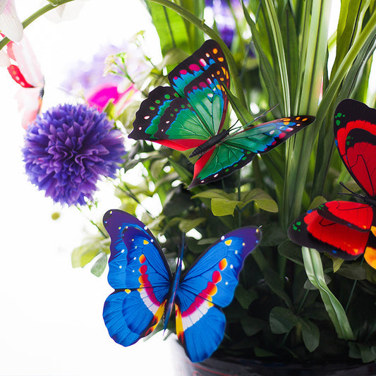 12cm Double-Layer Stem Butterfly - PVC Realistic Garden Butterflies for Outdoor Decor, Floral Arrangements, and Landscape Design