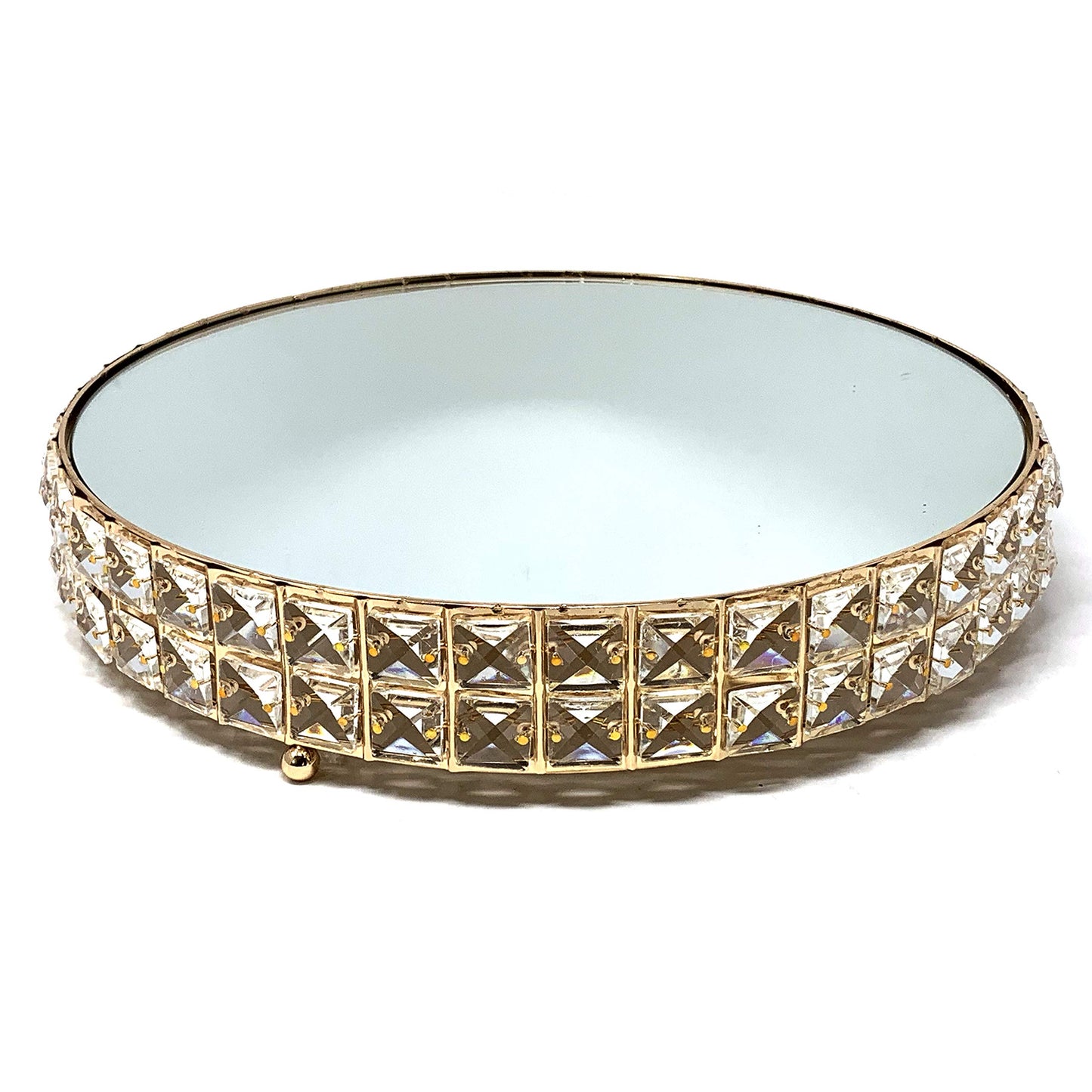 Cake Stands 3-Piece Set Crystal Gold Plated Cheese Dessert Cupcake Cake Stand with Mirror Plate-Gold Round