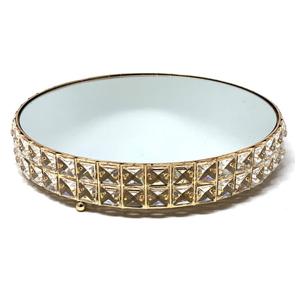 Cake Stands 3-Piece Set Crystal Gold Plated Cheese Dessert Cupcake Cake Stand with Mirror Plate-Gold Round
