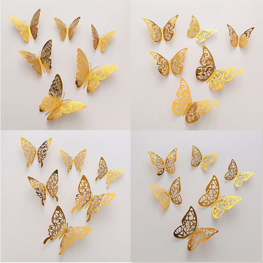 3D Realistic Butterfly Wall Stickers - Hollow-Out Decals for Living Room Decor, Holiday Party Decorations (Self-Adhesive, Cartoon Style Creative Wall Art)