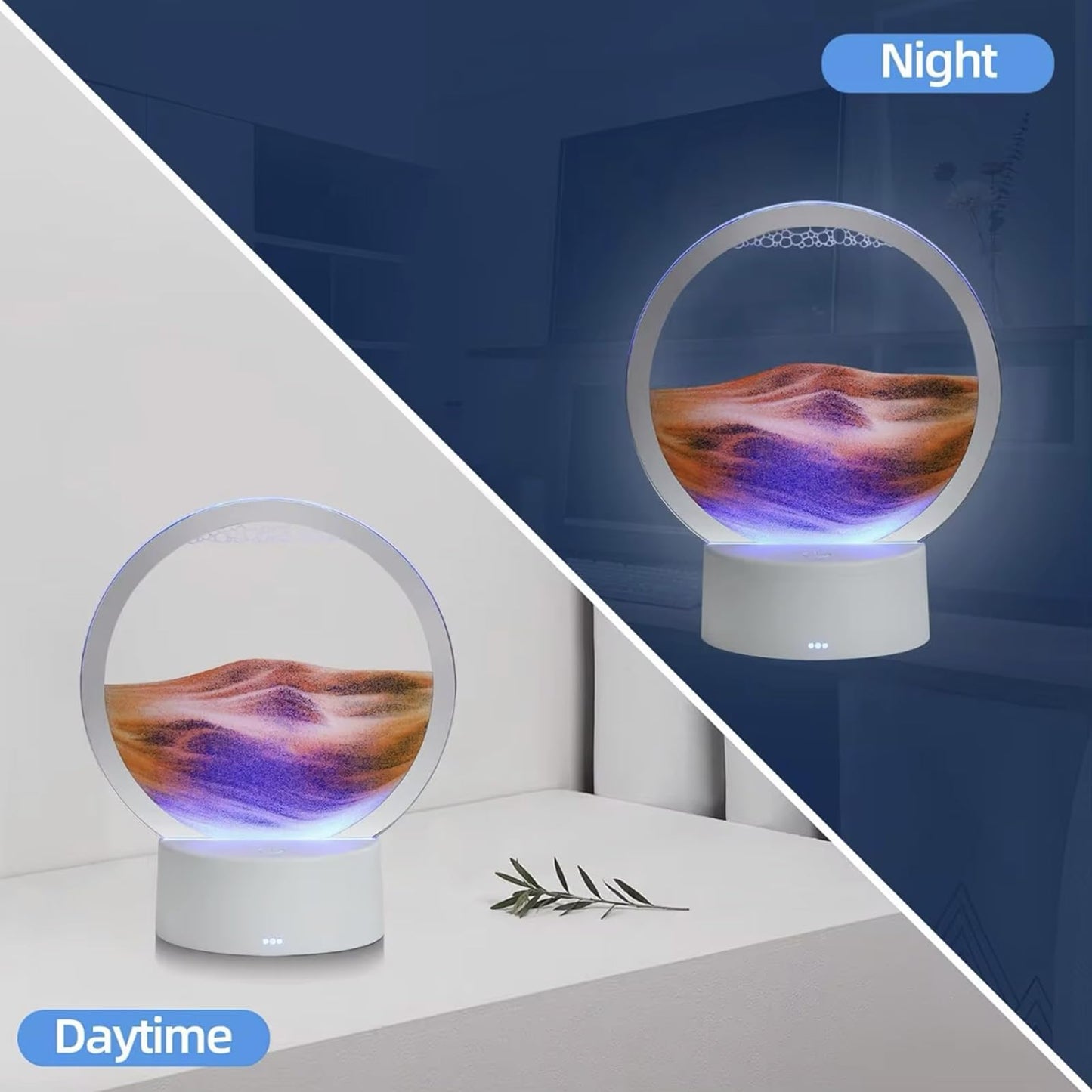 Moving Sand Art Lamp 3D Moving Sandscapes with LED Light Quicksand Painting Light Creative Deep Sea Sandscape Art Liquid Motion Living Room Bedroom Table Lamp Ornament Decor Desktop Art Gift