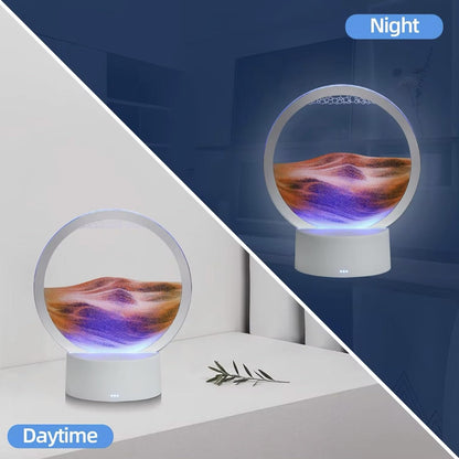 Moving Sand Art Lamp 3D Moving Sandscapes with LED Light Quicksand Painting Light Creative Deep Sea Sandscape Art Liquid Motion Living Room Bedroom Table Lamp Ornament Decor Desktop Art Gift
