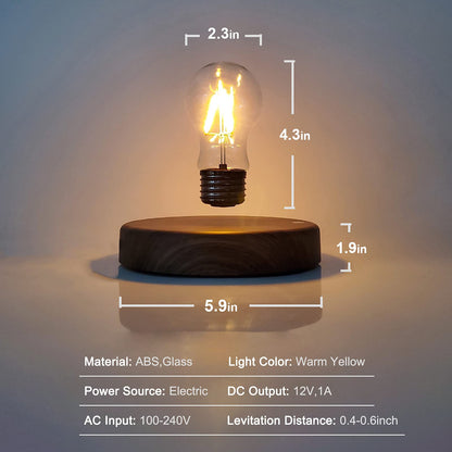 Floating Bulb Lamp - Magnetic Floating LED Desk Lamp & Table Night Light - Automatic Rotating Light for Unique Gifts & Home Office Decor