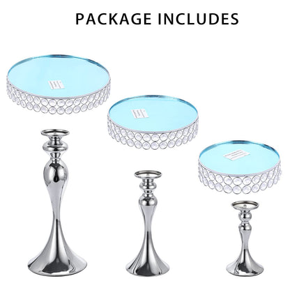 Cupcake Stands 3 Pcs Crystal Cake Stands Set Cake Holder Mirror Plates Wedding Generic Cupcake Stand Cupcake Holders Cup Cake Stand Cupcake Tray Cupcake Holder Stand