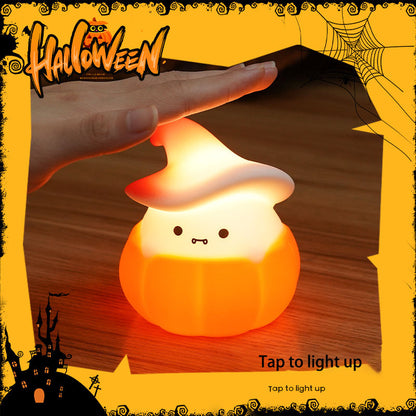 Cute Pumpkin Witch Night Light for Kids, Kawaii Halloween Hat Wizard Lamps, 3 Level Dimmable Nursery Nightlight, Rechargeable Silicone Light Up, Cute Stuff Night Light for Baby Kids Teens