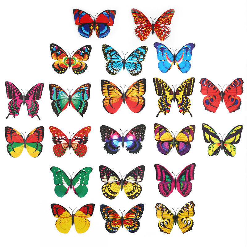 12cm Double-Layer Stem Butterfly - PVC Realistic Garden Butterflies for Outdoor Decor, Floral Arrangements, and Landscape Design