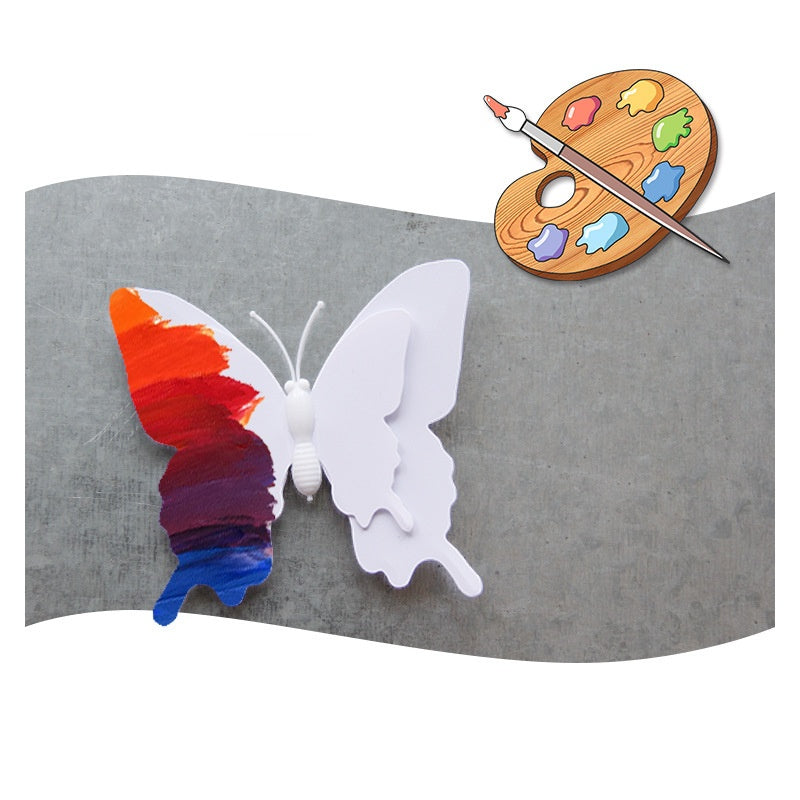12pcs White 3D Double-Layer Butterfly Wall Decor - Elegant Wedding & Party Decoration (Realistic Dimensional Butterflies, Self-Adhesive Home Decor Stickers)