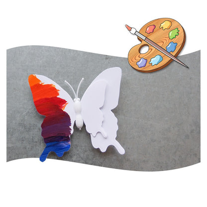 12pcs White 3D Double-Layer Butterfly Wall Decor - Elegant Wedding & Party Decoration (Realistic Dimensional Butterflies, Self-Adhesive Home Decor Stickers)