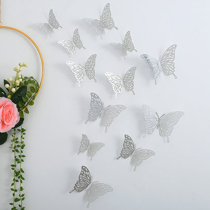 3D Hollow-Out Butterfly Wall Stickers - Self-Adhesive Decals for Kids' Room & Nursery Background Walls (Creative Cut-Out Design, Removable Decor)