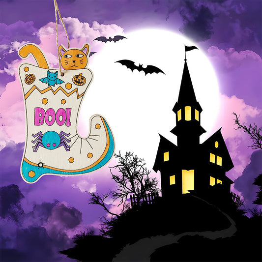Halloween Crafts for Kids,20 Pieces Halloween Wooden Ornaments Hanging Crafts Wooden Slices for Halloween Decoration DIY Supplies